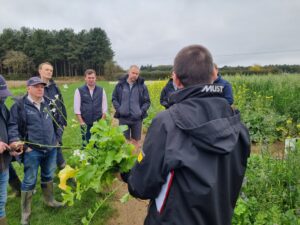 Nickerson team of Seed Specialists receiving a technical briefing on forage crops from Limagrain Field Seeds Product Manager, John Spence in the trial plots at North Clifton, Lincolnshire